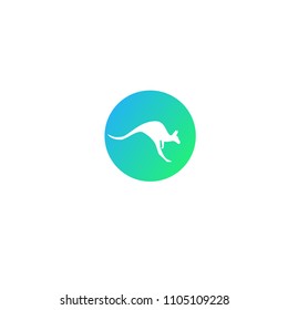 circle kangaroo jumping vector logo template monoline graphic design