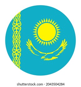 Circle Kazakhstan Vektorgrafik-Flagge. Nationales Symbol Kasachstans, Land aus Asien. Kasachstan-Abzeichen für die Staatspräsentation.