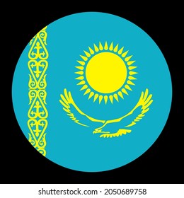 Circle Kazakhstan vector flag illustration. National symbol of Kazakhstan, country from Asia. Kazakhstan badge for state presentation.