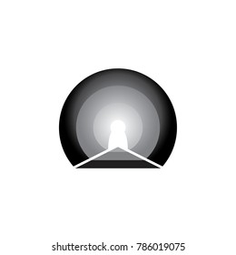 Circle with Key hole and Up Arrow logo design vector