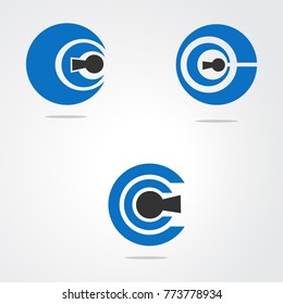 circle key, secure icon and logo vector element for business