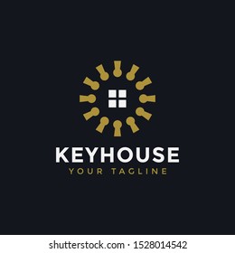 Circle Key and Window House Real Estate Logo Design Template