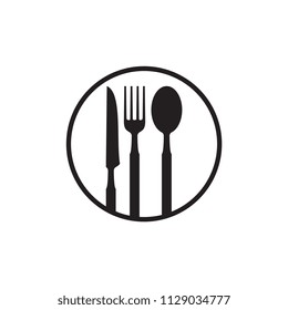 Circle with knife,fork and spoon logo