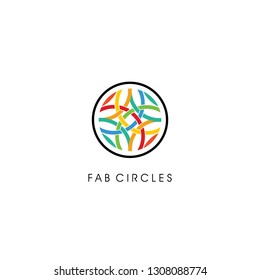 circle with knitted colorful inside logo design