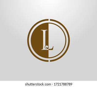 Circle L Letter Stamp logo. Graceful royal style Initial L. Vintage letter drawn emblem for book design,wedding invitation, brand name, business card, Restaurant, Boutique, Hotel. 