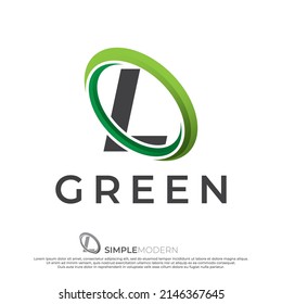 Circle L logo illustration, abstract circle swirl logo design elements. Origami paper flat style