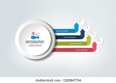 Circle label with 4 arrows infographics.