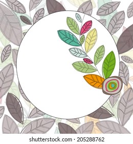Circle Label with colored leaves