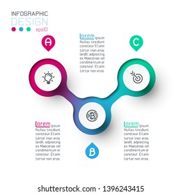 Circle label infographic with step by steps.