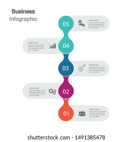 Circle label infographic with step by steps
