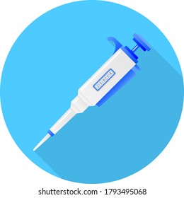 Vector De Caricatura De Equipo De Laboratorio Círculo - Icono De Micropipeta Aislado En Fondo Blanco