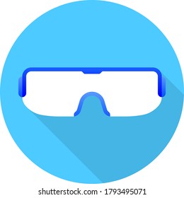Circle Laboratory Equipment Cartoon Vector - Safety Goggles Personal Protective Equipment (PPE) Long Shadow Round Icon