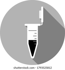 Circle Laboratory Equipment Cartoon Vektor - Schwarzweiße Silhouette, konisches Zentrifuge Tube Symbol einzeln auf weißem Hintergrund