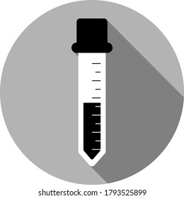Circle Laboratory Equipment Cartoon Vector - Black And White Silhouette Centrifuge Tube Icon