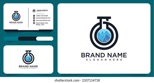 Circle labs globe connection logo design idea with business card
