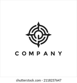 Circle labyrinth with compass logo design for your company or business