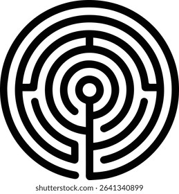 Circle labyrinth, maze design on transparent background