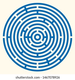 Circle Labyrinth Vector. Easy Maze Game Illustration. 