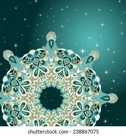 Circle lace hand-drawn abstract background. Ornament card. Ornamental round pattern, circle background with many details. Use as backdrop, greeting card