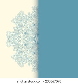 Circle lace hand-drawn abstract background. Ornament card. Ornamental round pattern, circle background with many details. Use as backdrop, greeting card