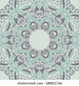 Circle lace hand-drawn ornament card. Use as backdrop, greeting card