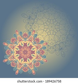 Circle lace hand-drawn ornament card. Use as backdrop, greeting card