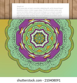 Circle lace hand-drawn ornament card. Use as backdrop, greeting card
