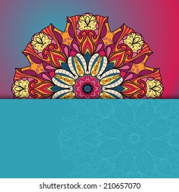 Circle lace hand-drawn ornament card. Use as backdrop, greeting card