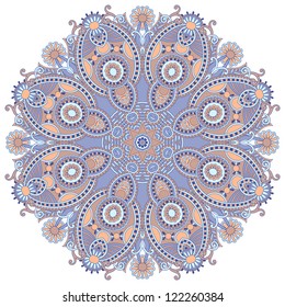 Circle lace ornament, round ornamental geometric doily pattern