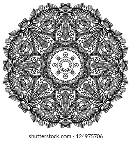 Circle lace ornament, round ornamental geometric doily pattern