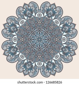 Circle lace ornament, round ornamental geometric doily pattern
