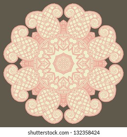Circle lace ornament, round ornamental geometric doily pattern