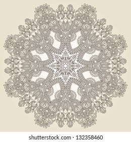 Circle lace ornament, round ornamental geometric doily patter