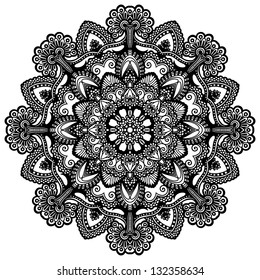Circle lace ornament, round ornamental geometric doily pattern
