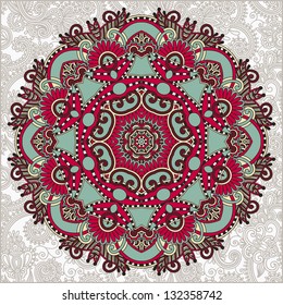 Circle lace ornament, round ornamental geometric doily pattern