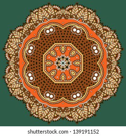 Circle lace ornament, round ornamental geometric doily pattern