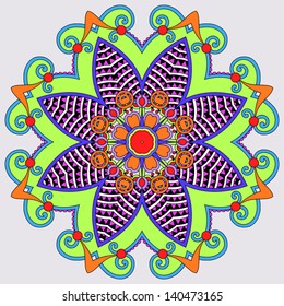 Circle lace ornament, round ornamental geometric doily pattern