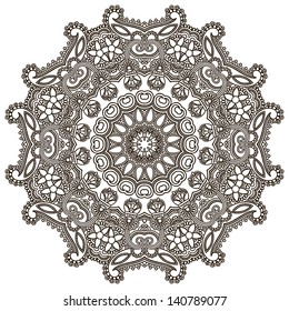 Circle lace ornament, round ornamental geometric doily pattern