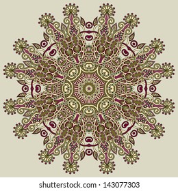 Circle lace ornament, round ornamental geometric doily pattern