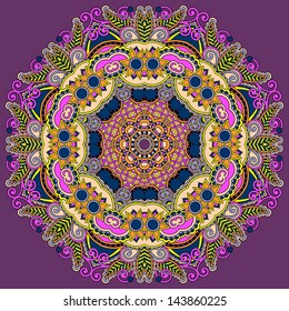 Circle lace ornament, round ornamental geometric doily pattern