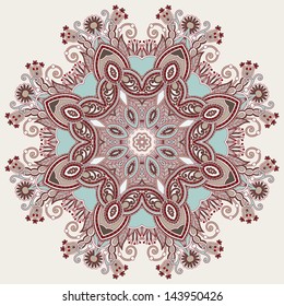Circle lace ornament, round ornamental geometric doily pattern