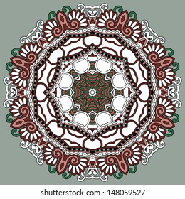 Circle lace ornament, round ornamental geometric doily pattern