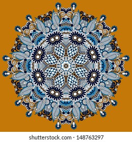 Circle lace ornament, round ornamental geometric doily pattern