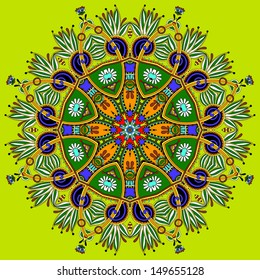 Circle lace ornament, round ornamental geometric doily pattern