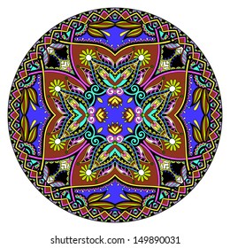 Circle lace ornament, round ornamental geometric doily pattern, ukrainian ethnic design