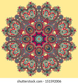 Circle lace ornament, round ornamental geometric doily pattern