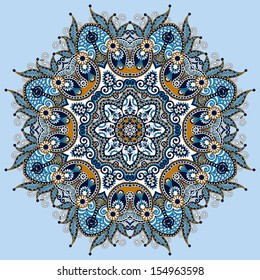Circle lace ornament, round ornamental geometric doily pattern