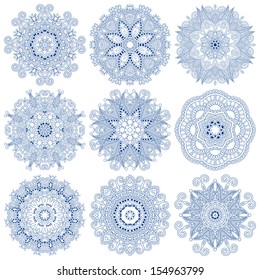 Circle lace ornament, round ornamental geometric doily pattern