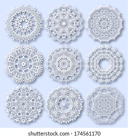 Circle lace ornament, round ornamental geometric doily pattern