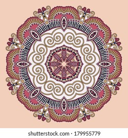 Circle lace ornament, round ornamental geometric doily pattern